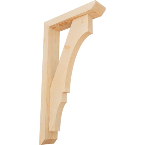 3 1/2"W x 14"D x 26"H Balboa Slat Smooth Bracket w/Offset Brace, Douglas Fir