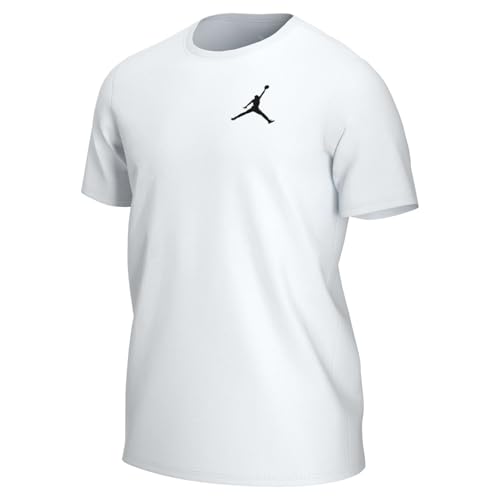 NIKE M J Jumpman EMB SS Crew T-Shirt, Blanco Negro, L para Hombre
