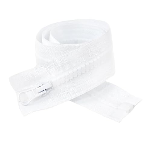 Cremallera de resina de 5# 8#, deslizador doble simple, 60-300 cm de largo, color blanco y negro, cierre de costura de repuesto para reparación de chaqueta y abrigo.(White-Single,100CM_5#)