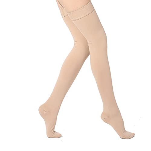 SunshineFace Meias de compressão na coxa, meias de compressão com bico fechado 23 – 32 MmHg, suporte