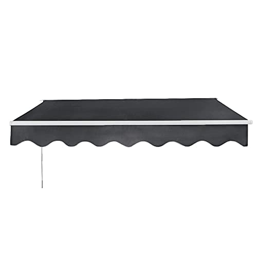 Manual Retractable Patio Awning, Aluminium Garden Sun Shade Shelter Canopy (Grey, 400x300cm)