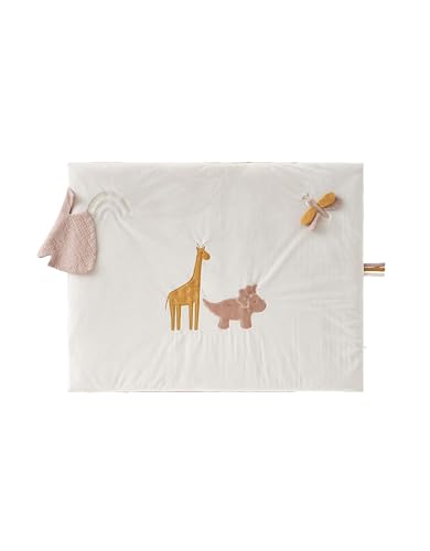 Noukie's - Tapis de jeu Pospie - 75 x 95cm - Veloudoux - Écru/rose poudré