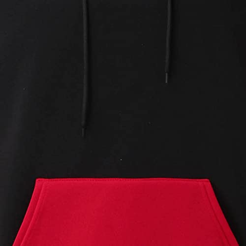 Hoodies for Men Color Block Fleece Pullover Lightweight Drawstring Hoodie Patchwork Sweatshirt Casual Fall Outfits4