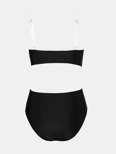 Image of CUPSHE Women's Bikini Sets Two Piece Swimsuit High Waisted V Neck Twist Front Adjustable Spaghetti Straps Bathing Suit