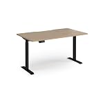 Mr Office Elev8 Contract Straight Sit-stand Desk 800mm deep - Black Frame, Kendal Oak, 1400