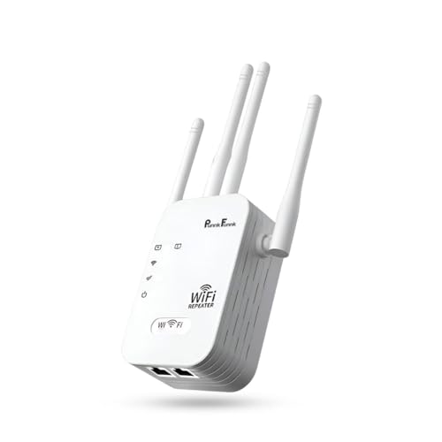 PunnkFunnk WiFi Range Extender | 2.4GHz 300Mbps Wireless Signal Booster | Supports 10 Devices, 10m Coverage | Repeater with LAN Ports & AP Mode