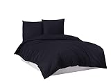Mixibaby Bettwäsche Bettgarnitur Bettbezug 100% Baumwolle 135x200 155x220 200x220 200x200, Farbe:Schwarz, Größe:155 x 220 cm