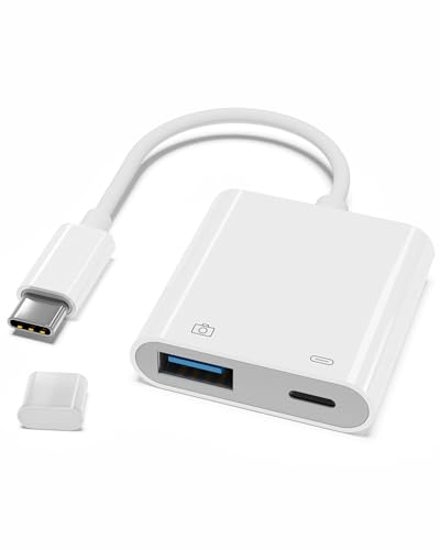 YOFEEPOP USB-C auf USB Kamera-Adapter mit 30W PD-Ladeanschluss OTG-Kabel kompatibel mit iPhone 17/16/15 iPad Android-Smartphones und -Tablets USB 3.0 für USB-Sticks Tastaturen Mäuse