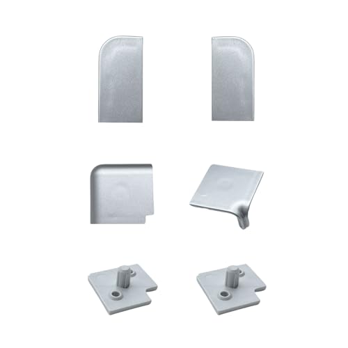 Evotrade Alzatina per Piani da Cucina in Alluminio Lunghezza 2 Metri, Spalletta per Top + Accessori (2 Tappi finali + Angolo Interno 90° + spigolo Esterno 90°) (Accessori Snodo Aggiuntivi Alluminio)