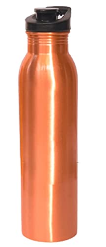 Image of Golden Valley Pure Copper Sipper Water Bottle 1 Litre Pack of 2 - Leak Proof Ayurvedic Copper Vessel With Easy Sip Cap, Rust Free Lacquer Coated Finish For Gym, Yoga, Office And Daily Wellness