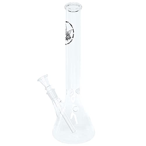 GHODT Bong aus Glas 35cm 40mm Durchmesser - 18.8 Chillum - Glasbong im Erlenmeyerkolben Style - inklusive Sieb