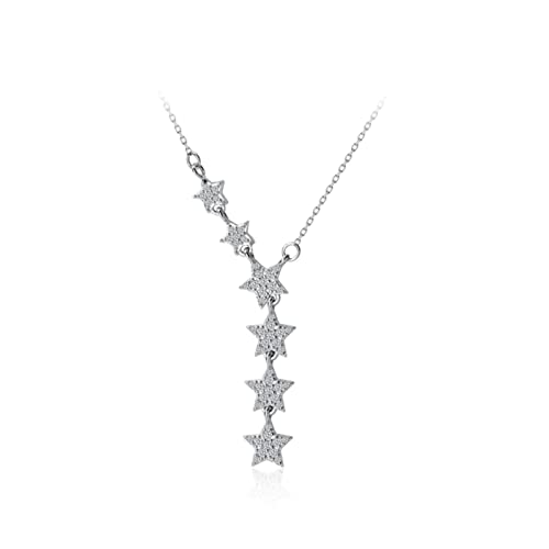 Collier Étoile Lune Argent 925 Bijou Femme Pendentif Zircon Stackable de Fête