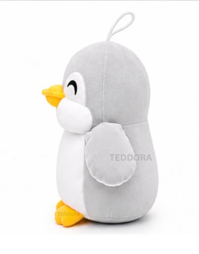 Image of Happy Penguin Soft Toy for Girls Boys Kids, Grey, Animal Plush Stuffed Baby Teddy Gift Birthday, 28 cm