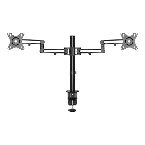 StarTech.com Soporte de Escritorio para 2 Monitores - Mordaza/Ojal para Escritorio - Brazo Articulado y Ergonómico para Monitores de hasta 32" con Montaje VESA - de Altura Ajustable