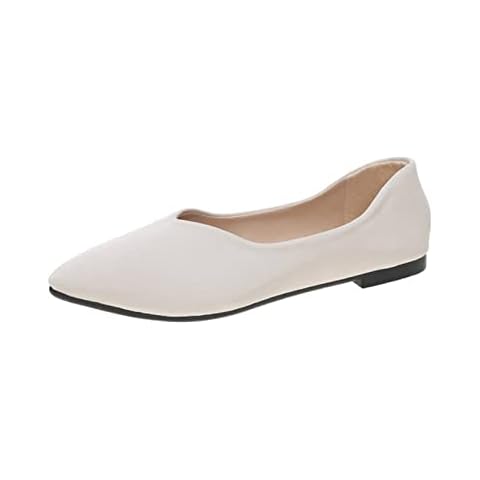 Womens Flats Ballet Pumps Pointed Toe Ballerina Shoes Soft Loafers Wedding Low Heels Comfy Slip-on Casual Court Shoes Beige Cover