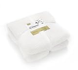 Penguin Home® Manta Sherpa Sólida | Color: Blanco Crema | Manta de Microfibra Suave de Felpa Gruesa y Esponjosa para Uso en Todas Las Estaciones del Dormitorio, Sofá y Hogar | Tamaño: 130 x 180 cm