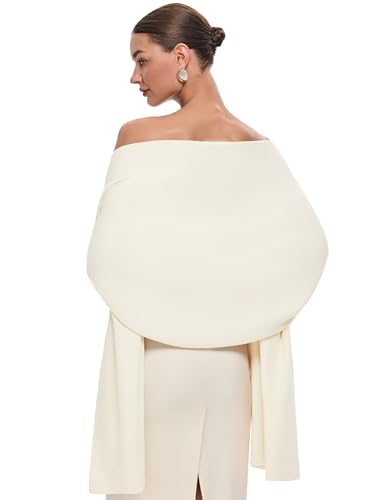 PULI Women's Ivory White Pashmina Shawl Wraps for...