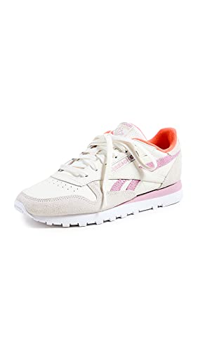 Image of Reebok Women's Classic Leather Sneakers, Chalk /Infused Lilac /White, 10 Medium US