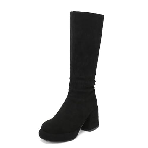 Bottes de moto à talons hauts confortables pour femme contre le froid de l'hiver