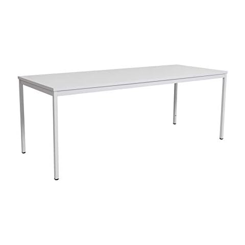furni24 Schreibtisch-Stahl 200x80x75cm, Grau, TÜV/GS-Einfache Montage Cover