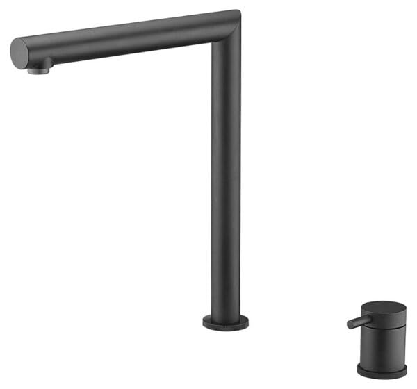 IMEX Grifo Cocina Escamoteable - ITACA Grifo Cocina Monomando con Caño Retráctil en Dos Partes Independientes, Cartucho Cerámico Ø25mm, Diseño Moderno y Funcional (NEGRO MATE)