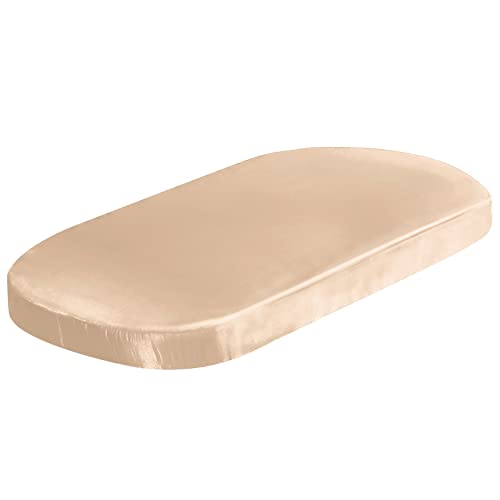 Image of SiinvdaBZX Satin Bassinet Sheets for Baby Hair,Beige | Silk-Like Soft Bassinet Fitted Sheets for Hourglass, Oval & Rectangular Bassinet Mattress