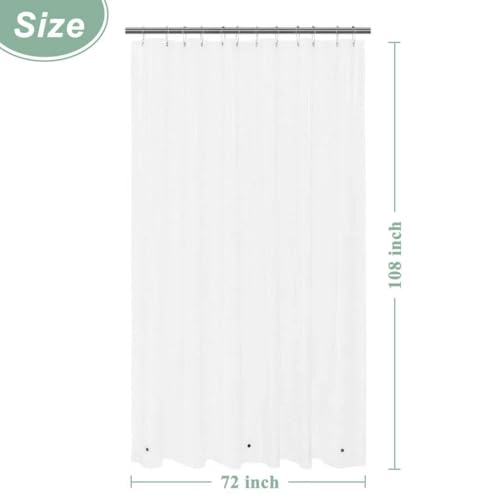 Image of Mrs Awesome Extra Long Clear Shower Curtain Liner with 3 Magnets, 72x108 Premium Flexible Sturdy Plastic Shower Curtain for Bathroom Lightweight, Waterproof, Clear