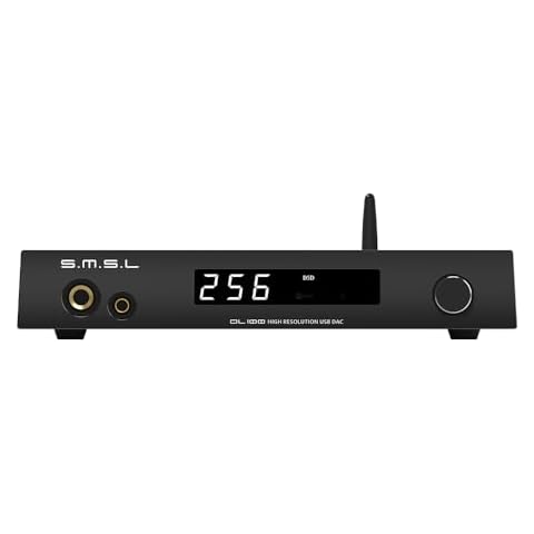 S.M.S.L DL100 Audio DAC Amplifier 4xCS43131 Chips Hi-Res Headphone Amplifier PCM32bit/768kHz Hi-Fi Audio Stereo Receiver Bluetooth5.1/USB/Optical/Coaxial/HDMI Input THD+N 0.00009%, with Remote Control Cover
