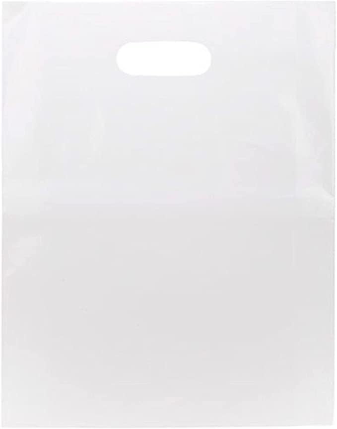 ClearBags 100 Frost Handle Bags 12x15, Extra Thick 2.25 Mil Retail Plastic Shopping Merchandise Gift Bags Tear Resistant Strong Durable Anti Stretch