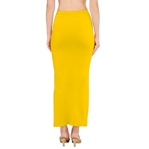 Image of DESI GIRL Cotton Lycra Stretchable Saree Shapewear Petticoat with Drawstring for Women | Fishcut Saree Petticoat with Side Slit for Easy Movement | Saree Shaper | Long inskirt