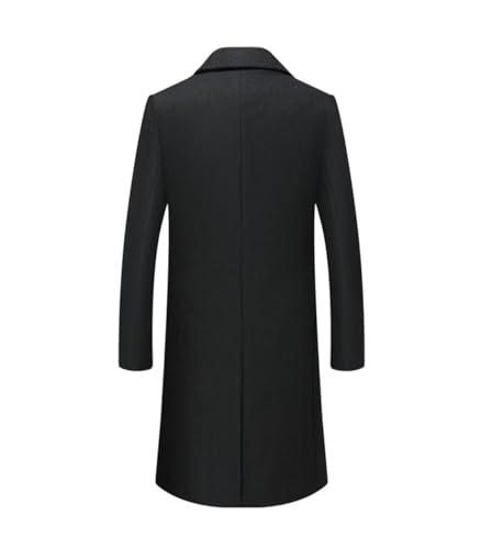 Image of FTIMILD Mens Wool Blend Long Trench Coat Notch Lapel Single Breasted Overcoat with Pockets