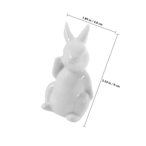 Statuettes de lapin en céramique haut de gamme blanches ornements de table épurés - 3