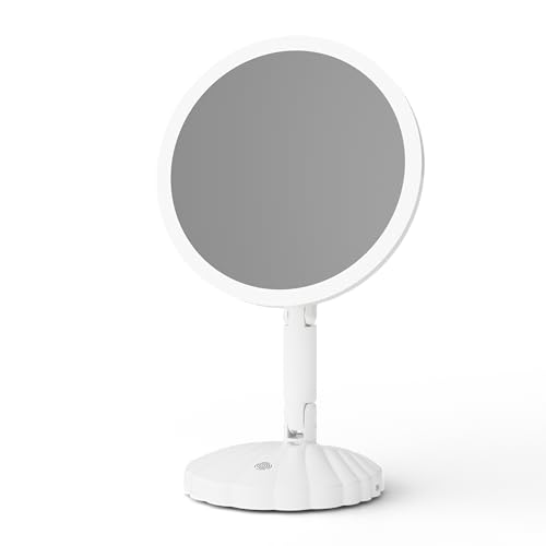 Espejo plegable de maquillaje 15X con luces, portátil
