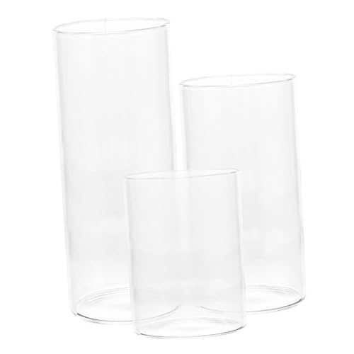 QUMIIRITY 3pezzi Copricandele in Vetro Trasparente Paralumi Per Candele Da Tavolo Copertura Cilindrica Per Candele Da Tè Decorazioni Domestiche Per Speciali