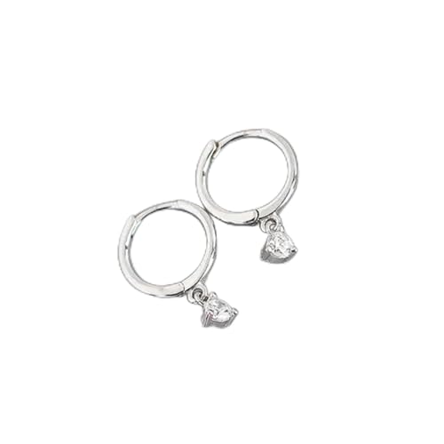 Pendientes Colgantes de aro con circonitas cúbicas pequeñas en Plata 925 (Plata)