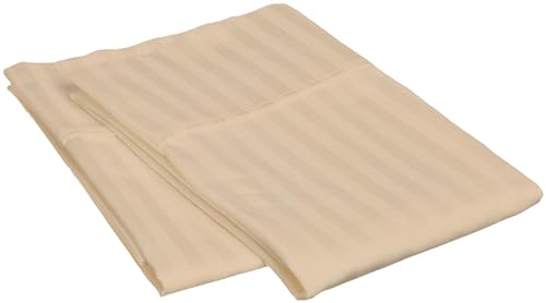 Image of COMFORT LIFE 210TC 100% Cotton Pillow Cover Set of 2 Pieces, King Size (20 x 36 inch), Beige Color |Striped Pillow Cases |Ultra Soft Satin Stripe Pillow Covers.
