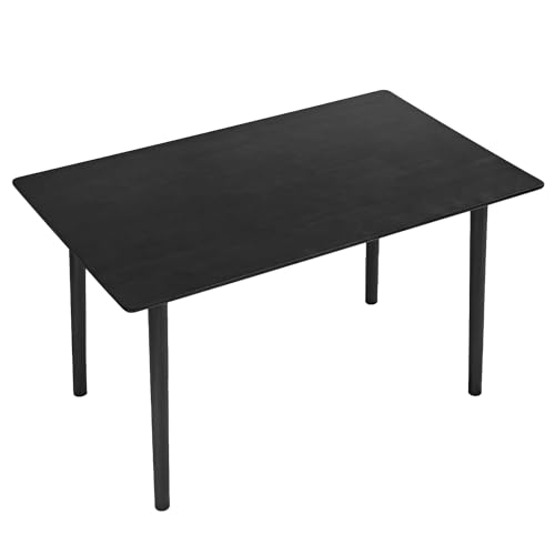 DELAVIN 47.2\" Rectangle Solid Wood Dining Table, Modern Kitchen Table, Oak Dining Room Table, Easy Assembly, Black