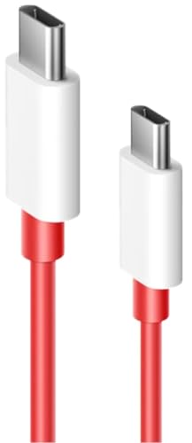 Image of Oneplus Original Type C to C Cable 65W Dash /Warp /SuperVooc Charging Data Cord [10V /6.5A] Compatible with OnePlus 12 /12R /11 /11R 5G /10R /10T /9 /9R /9 Pro /9RT /8T /Nord Series, USB C Charger Adapter Cord, Red