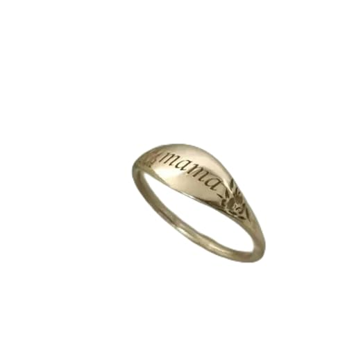 Anillo con Letra de mamá Tallada con Flores para Mujer, Regalo de cumpleaños y día de la Madre, joyería, Oro, 7