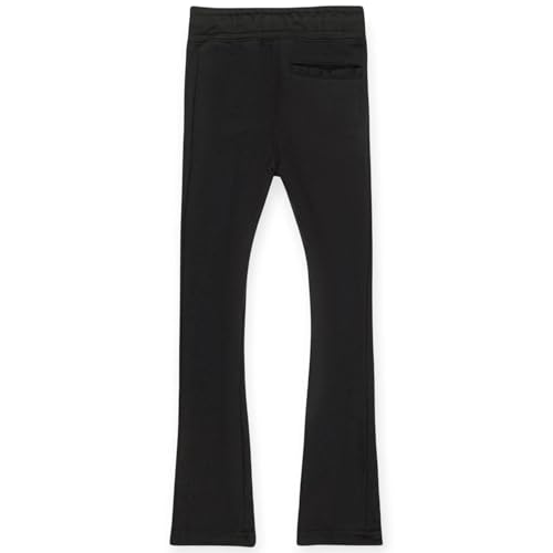 Boys Basic Flare Stacked Sweatpant French Terry Joggers(Black)2