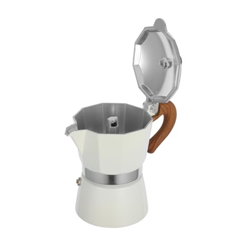 MOTHNUR Caffettiera Espresso Moka 150ml in Latta Smaltata Bianca Impugnatura Ergonomica, Macchina Per Caffè Domestica Portatile Per 1-3 Persone, Per Uso Casalingo e Ufficio