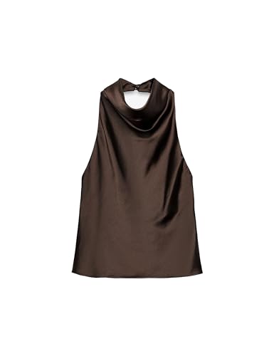 Yegthou Women's Satin Tank Top Backless Halter Neck Camisole Elegant