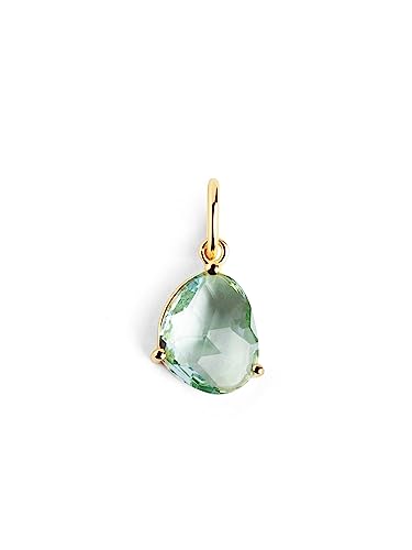 SINGULARU - Charm Birthstones. Plata de Ley 925 con Acabado Baño de Oro de 18 Kt. Colgante con Piedras de Colores. Combinable con Collar. Joyas para Mujer. Aguamarina