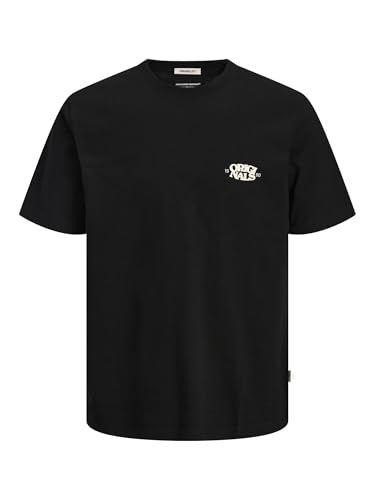 JACK & JONES Camiseta Estampada para Hombre Jortavira Type Back Teess Crew Neck Oc25, Negro, S