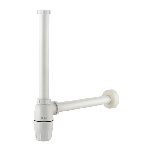 Image of Ruhe ABS Bottle Trap for Washbasin | Matte Finish Bottle Trap with Wall Flange and 12 Inches Pipe | Round | Ivory