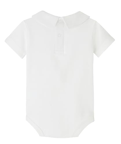 Teach Leanbh Baby Boys Pure Color Cotton Short Long Sleeve Polo Bodysuit 3-24 Months (White/Peter Pan Collar, 24 Months)2