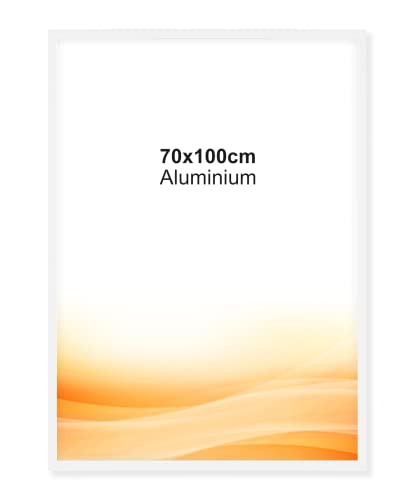 RAWWEST.BIS Alu Bilderrahmen 70x100cm Plakatrahmen Alurahmen mit Plexi Rahmen aus Aluminium für Bilder Poster Fotos und für Puzzle, Posterrahmen Fotorahmen, Weiß