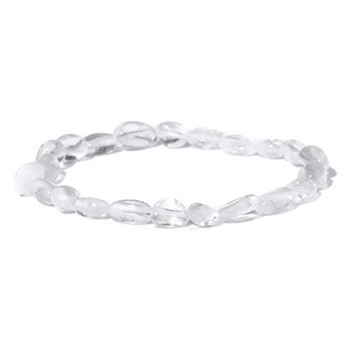 Bracelet en cristal blanc et pierres naturelles précieuses de 19cm