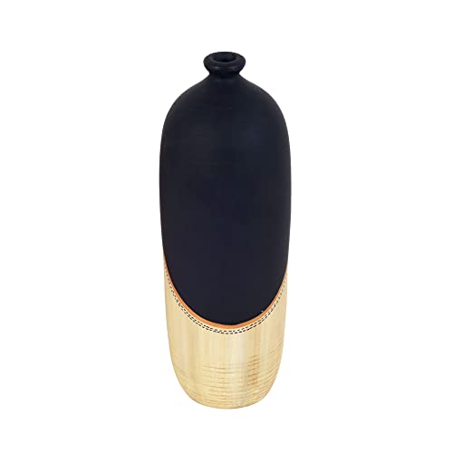 Image of Aakriti Art Creations Midnight's Secret Bottle Vase | Handmade Terracotta Flower Vase | Modern Art Matte Finish Decorative Vase for Living Room Decor, Table Decor, Shelf Decor & Gifting