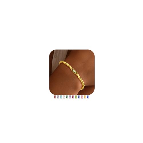 Yoosteel August Birthstone Bracelet for Women 14K-Gold-Plated Bracelets
